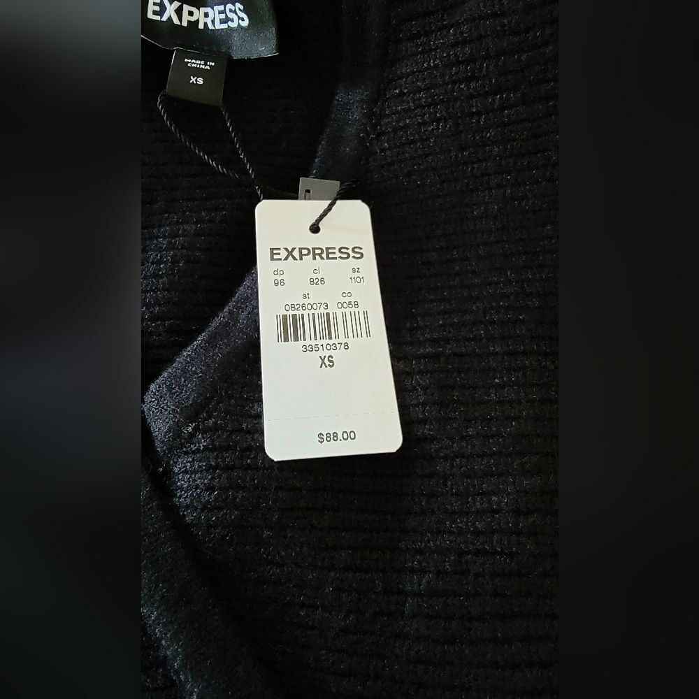 Express Black V-Neck Wrap Peplum Sweater Size XS - Picture 4 of 4